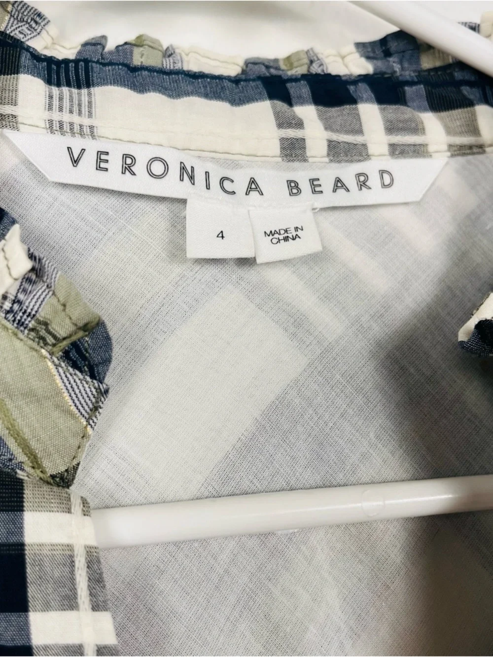Veronica Beard Size 4 Vilette Plaid Button-Front Ruched Mini Shirt Dress - Picture 6 of 8